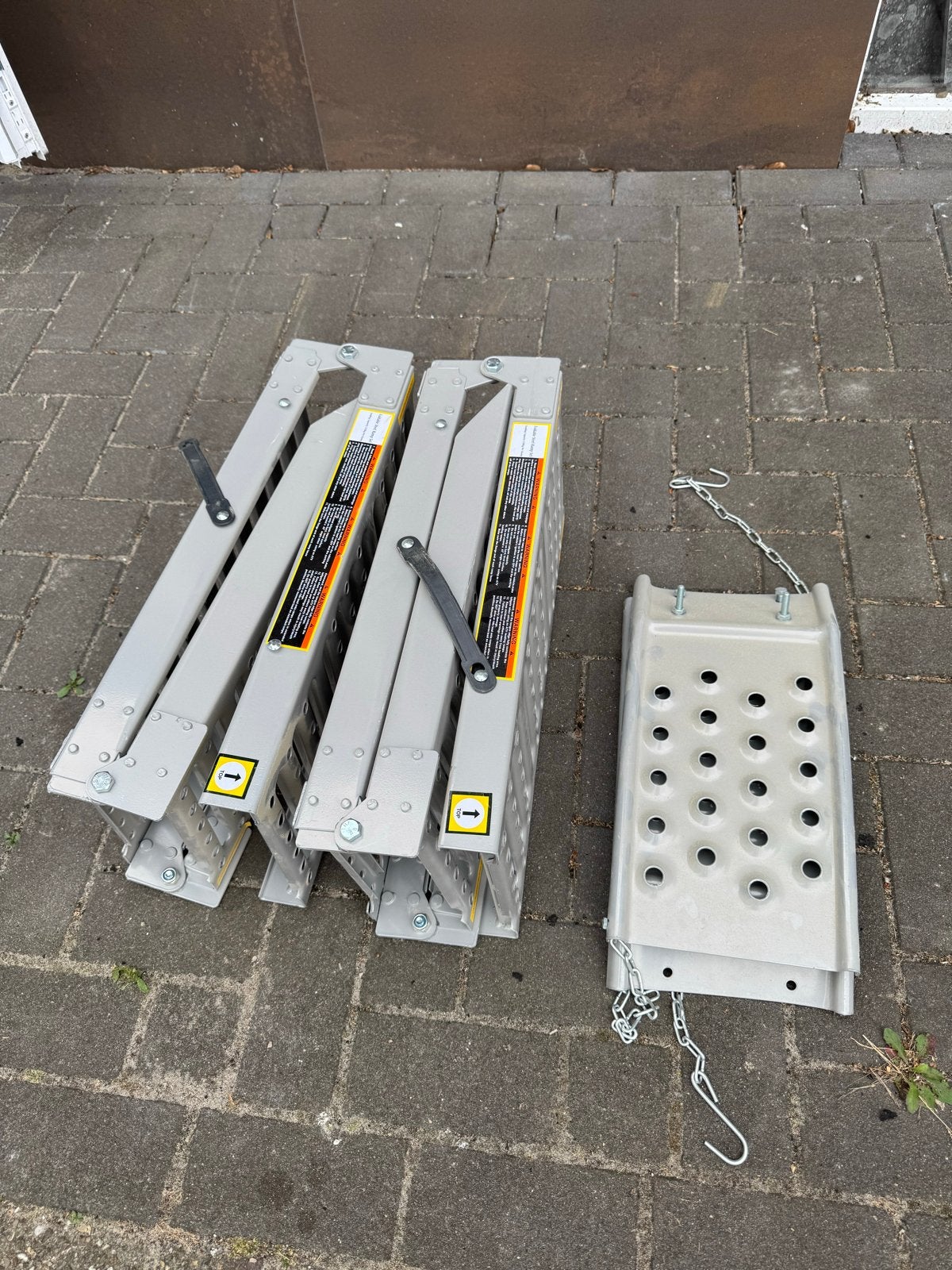 Opvouwbare stalen rijplaten set voor aanhanger (250kg p/plaa, Ophalen, Gebruikt