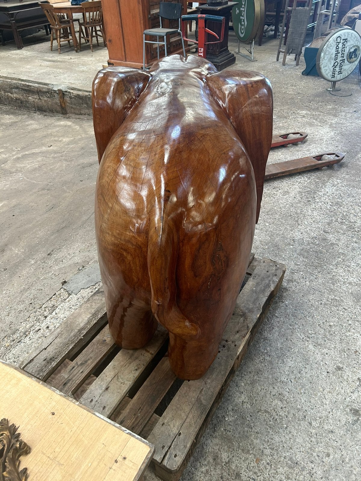 Grote massief houten olifant - 110cm hoog, Antiek en Kunst, Ophalen, 1 meter - 2 meter, Beeld, Hout