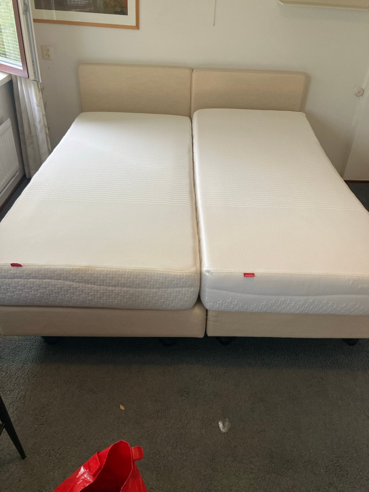 Pullman boxspring met Beddelicious matrassen, Ophalen, Verstelbaar, Beige, Pullman