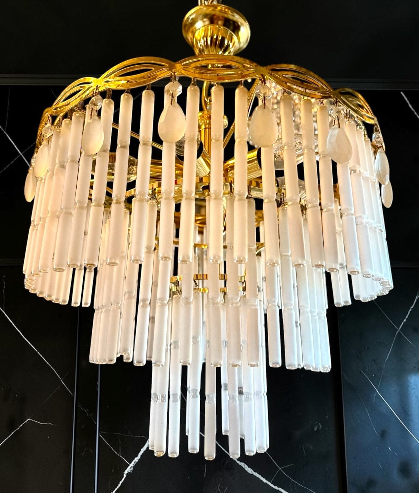 Vintage Italiaanse Murano Staafjes lamp, Ophalen of Verzenden, Zo goed als nieuw, Glas, Design murano vintage midd century style