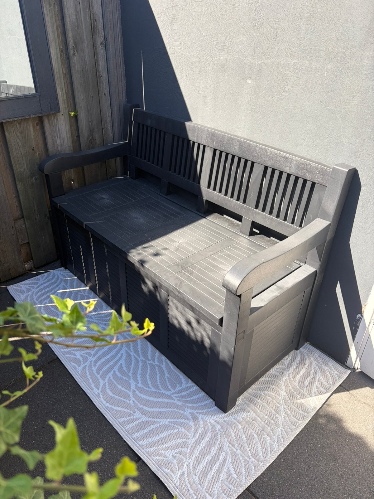 Livarno Tuinbank met opbergruimte – 280 liter, Tuin en Terras, Ophalen of Verzenden, Zo goed als nieuw, Kunststof, Bank
