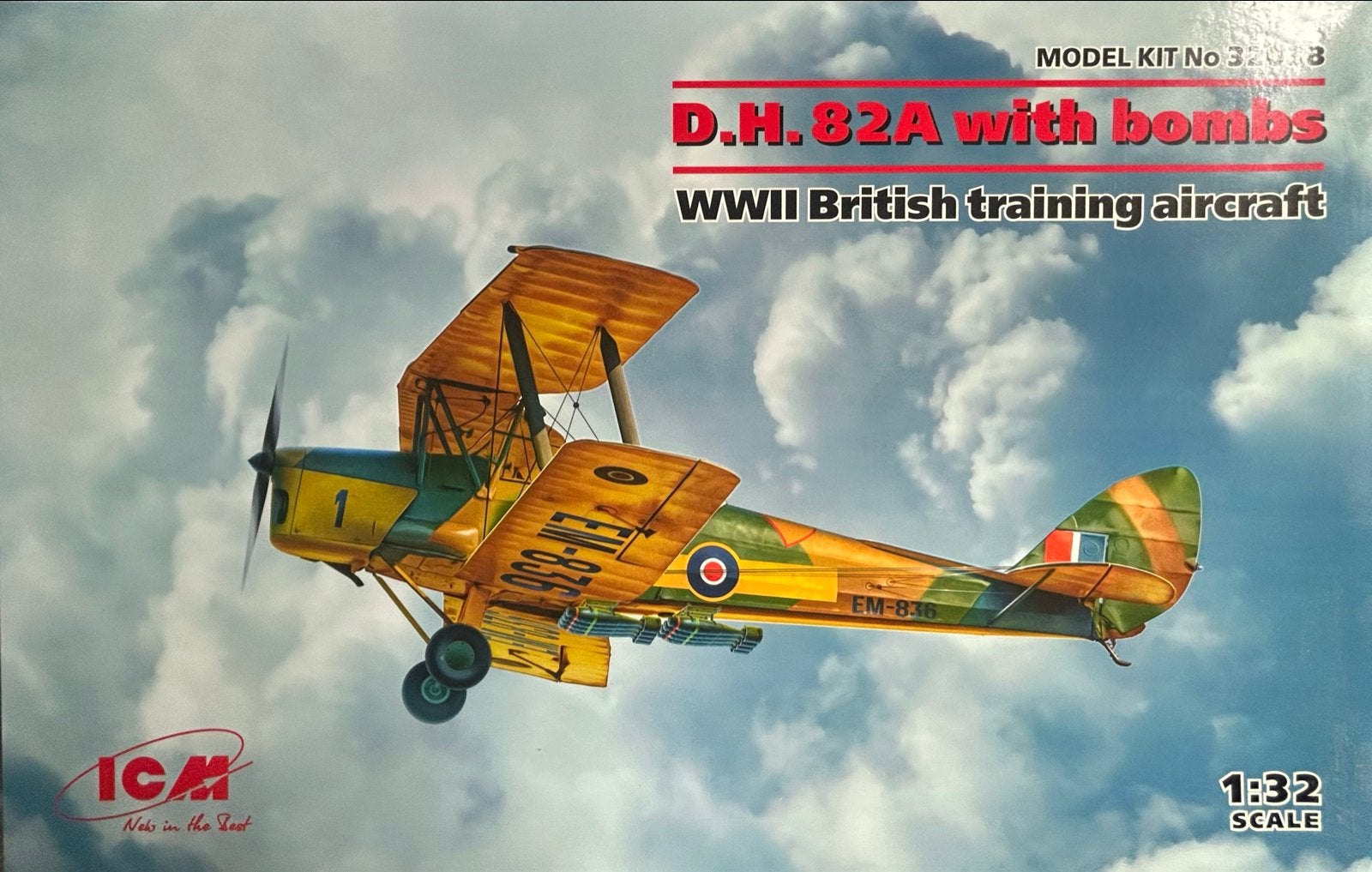 1/32 ICM DH 82A Tiger Moth, Ophalen of Verzenden, Nieuw, Groter dan 1:72, Overige merken