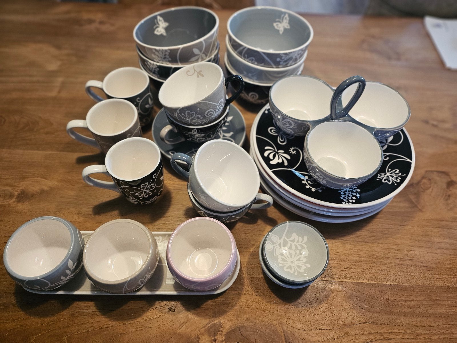 Groot riverdale servies 32 delig black and white serie, Ophalen, Zo goed als nieuw, Bord(en), Overige stijlen