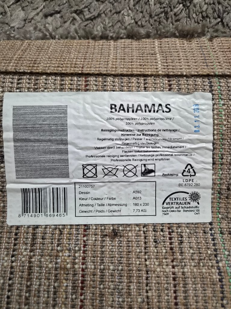 Vloerkleed Bahamas, Ophalen, Gebruikt, Bruin, 150 tot 200 cm