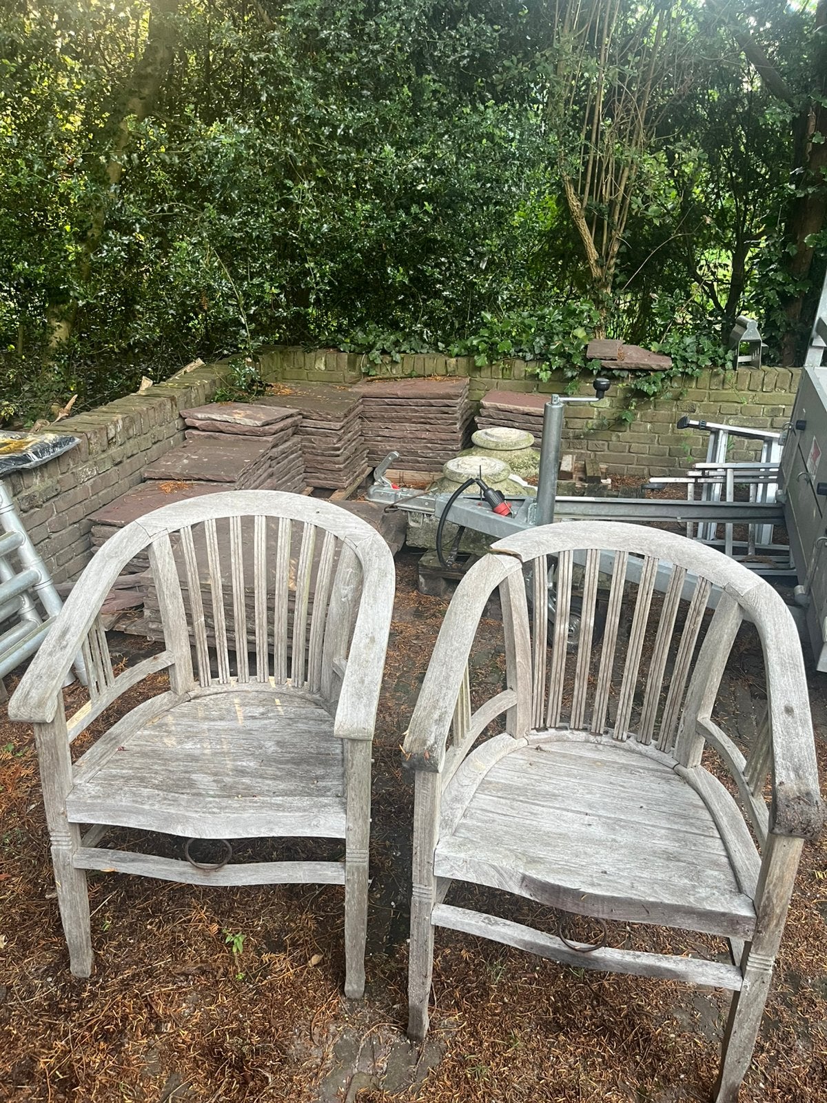 Twee teak stoelen - gratis afhalen, Ophalen, Gebruikt, Teakhout