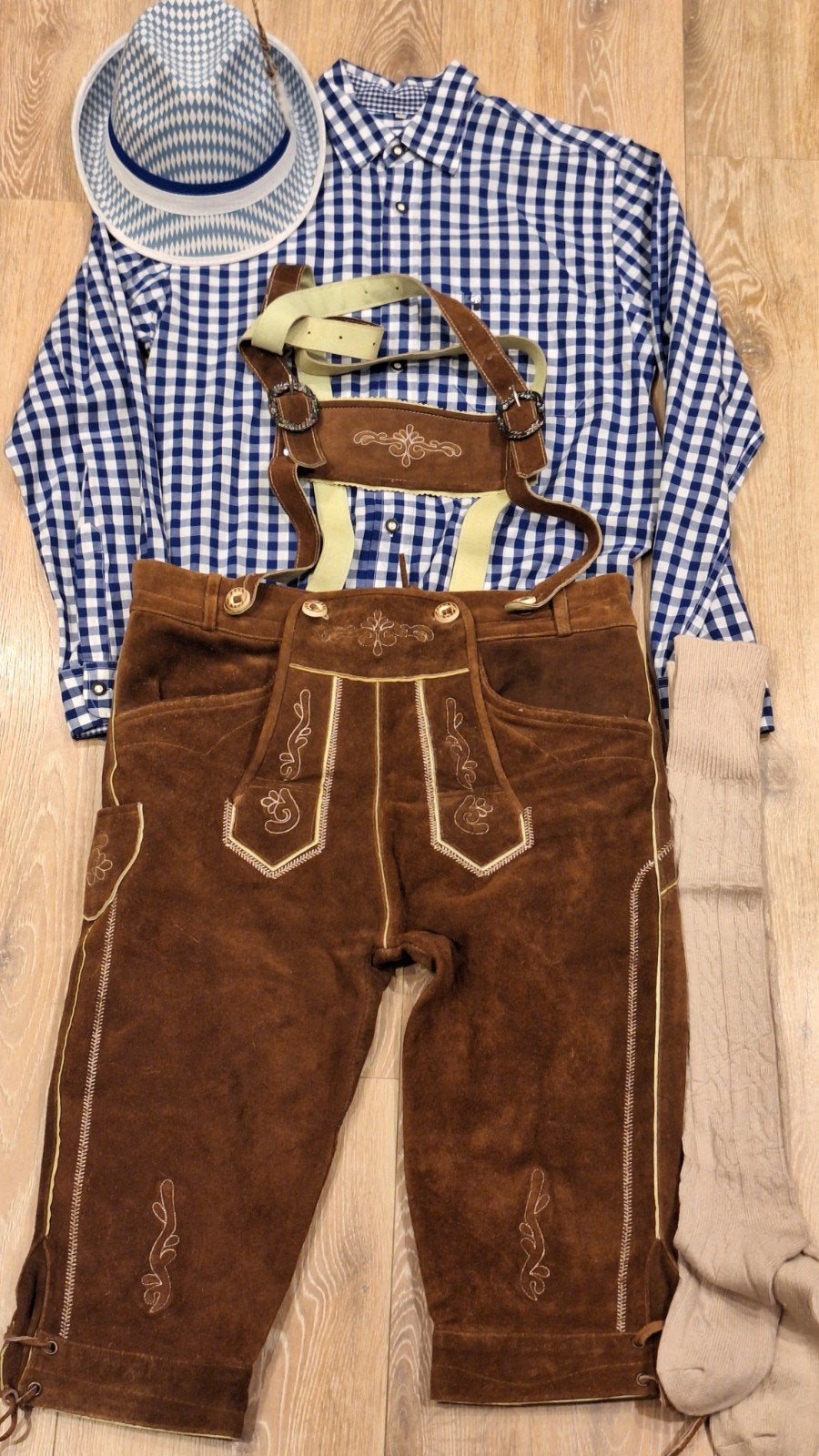 Lederhose 50 overhemd hoed kousen oktoberfeest, Ophalen, Gedragen, Maat 48/50 (M), Overige thema's