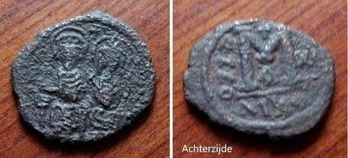 Bronzen Byzantijnse munt, Justinus II en Sophia 565-578, Verzenden, Midden-Oosten, Losse munt
