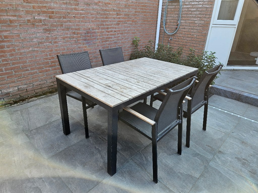 Tuinset, Tuin en Terras, Ophalen, 4 zitplaatsen, Gebruikt, Aluminium