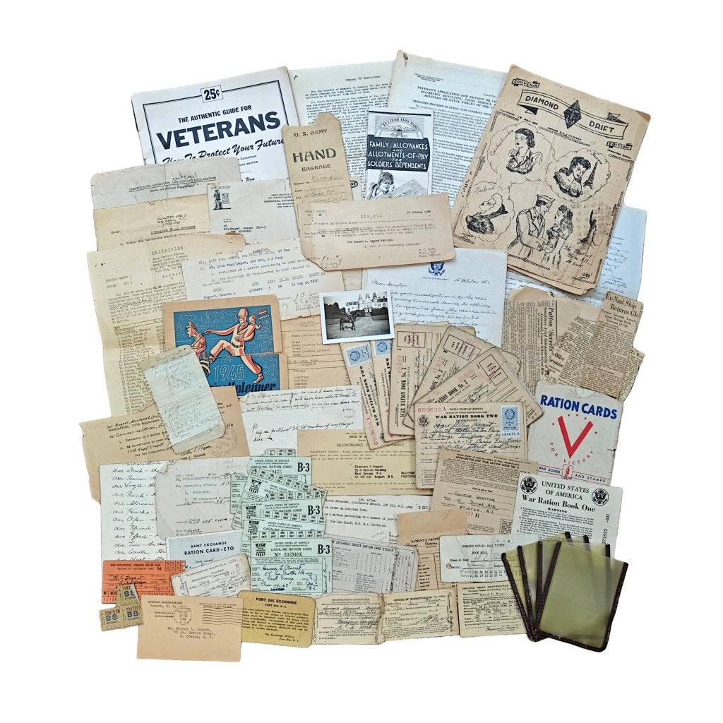 WWII US 5th Infantry Division Paperwork Grouping, Ophalen of Verzenden, Amerika, Embleem of Badge