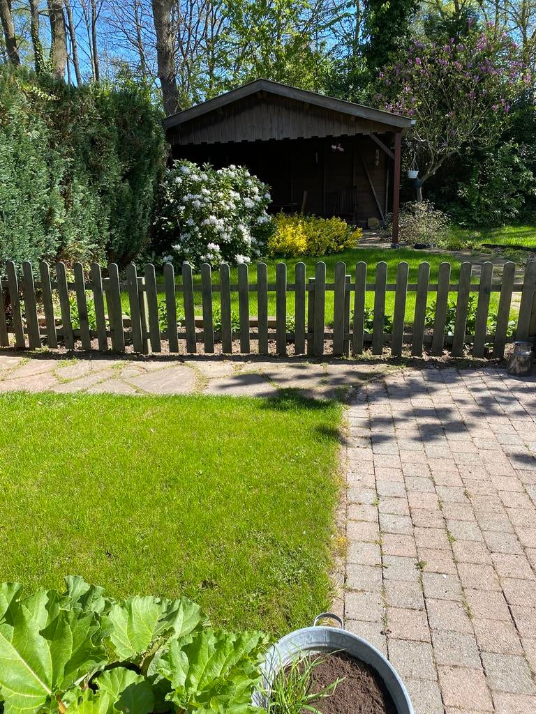 5 meter tuinhek inclusief grondpalen., Ophalen of Verzenden, Hout, Tuinhek