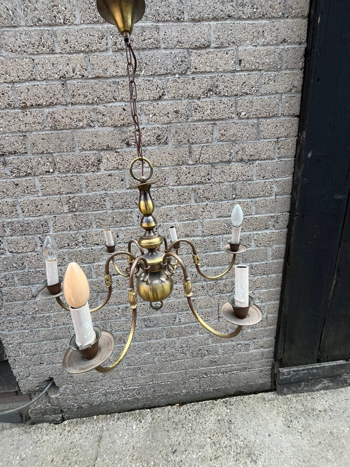 Koperen kroonluchter, Huis en Inrichting, Lampen | Kroonluchters, Ophalen, Gebruikt