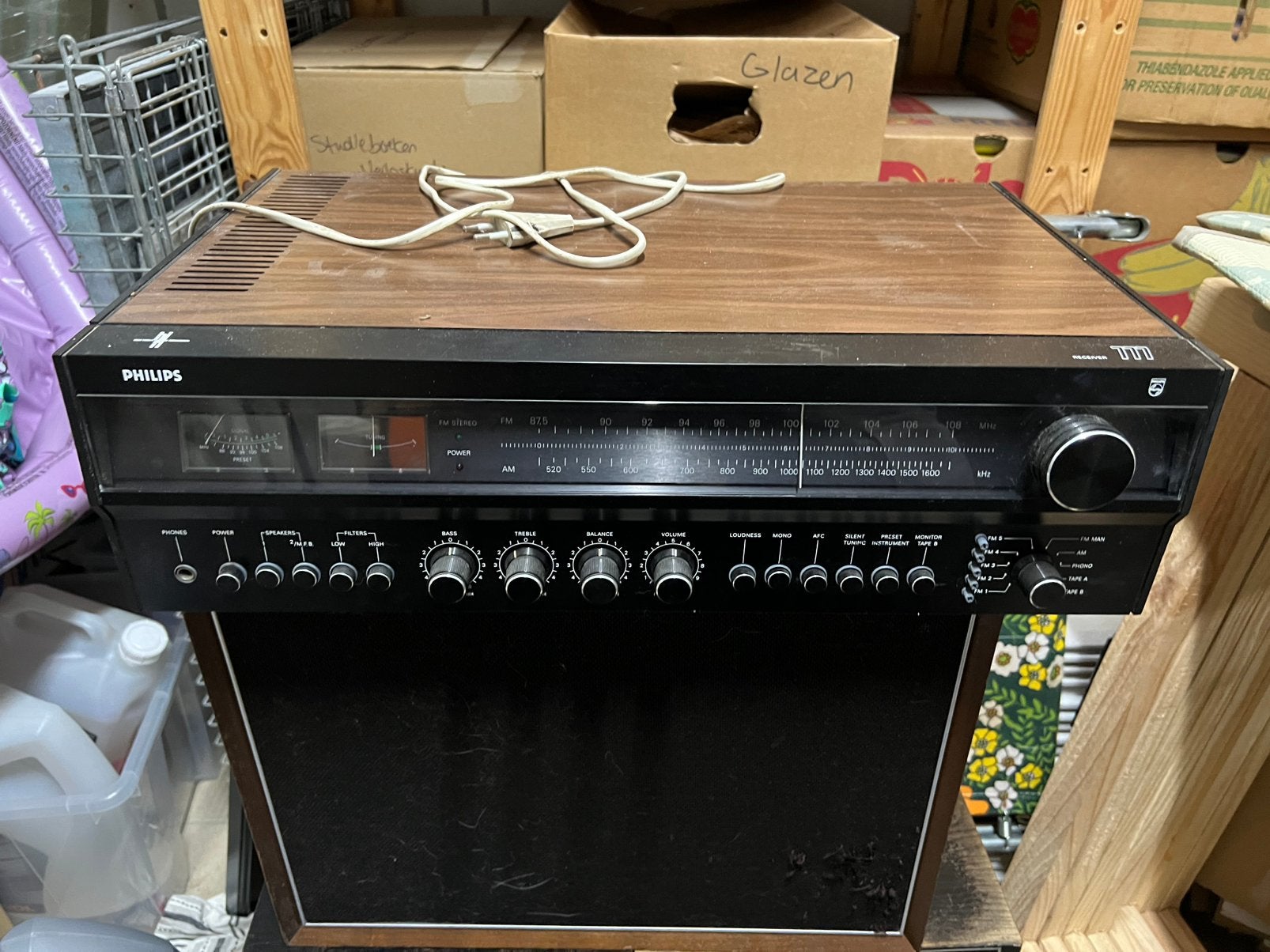 Philips 22 AH 777 Receiver met 4 speakers (2x 2-weg, 2x 3-we, Philips, Gebruikt, Tuner of Radio, Losse componenten
