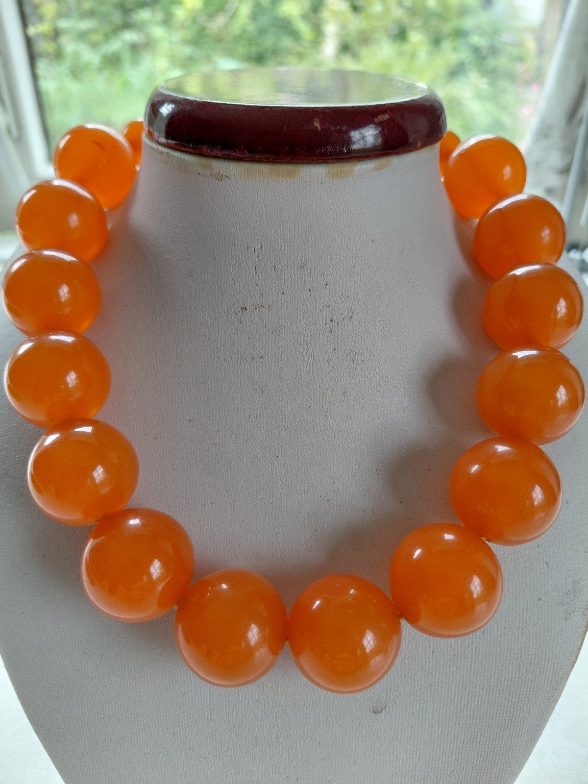'FRUIT JUICE' Art Deco Oranje Bakelieten Collier, 40 cm., Sieraden, Tassen en Uiterlijk, Antieke sieraden, Verzenden, Overige materialen