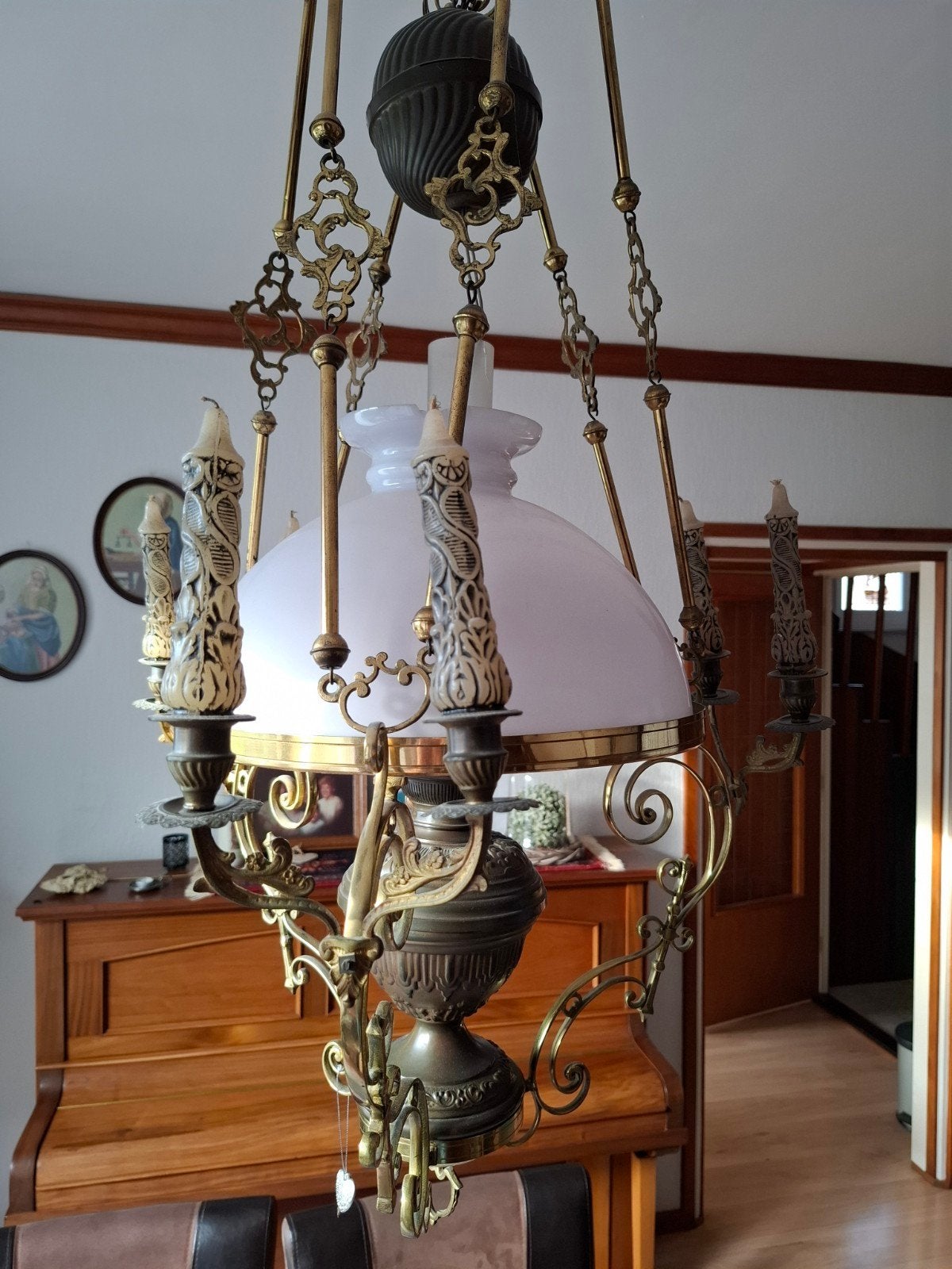 Antieke olielamp kroonluchter - Gladiator 20, Antiek en Kunst, Antiek | Lampen, Ophalen