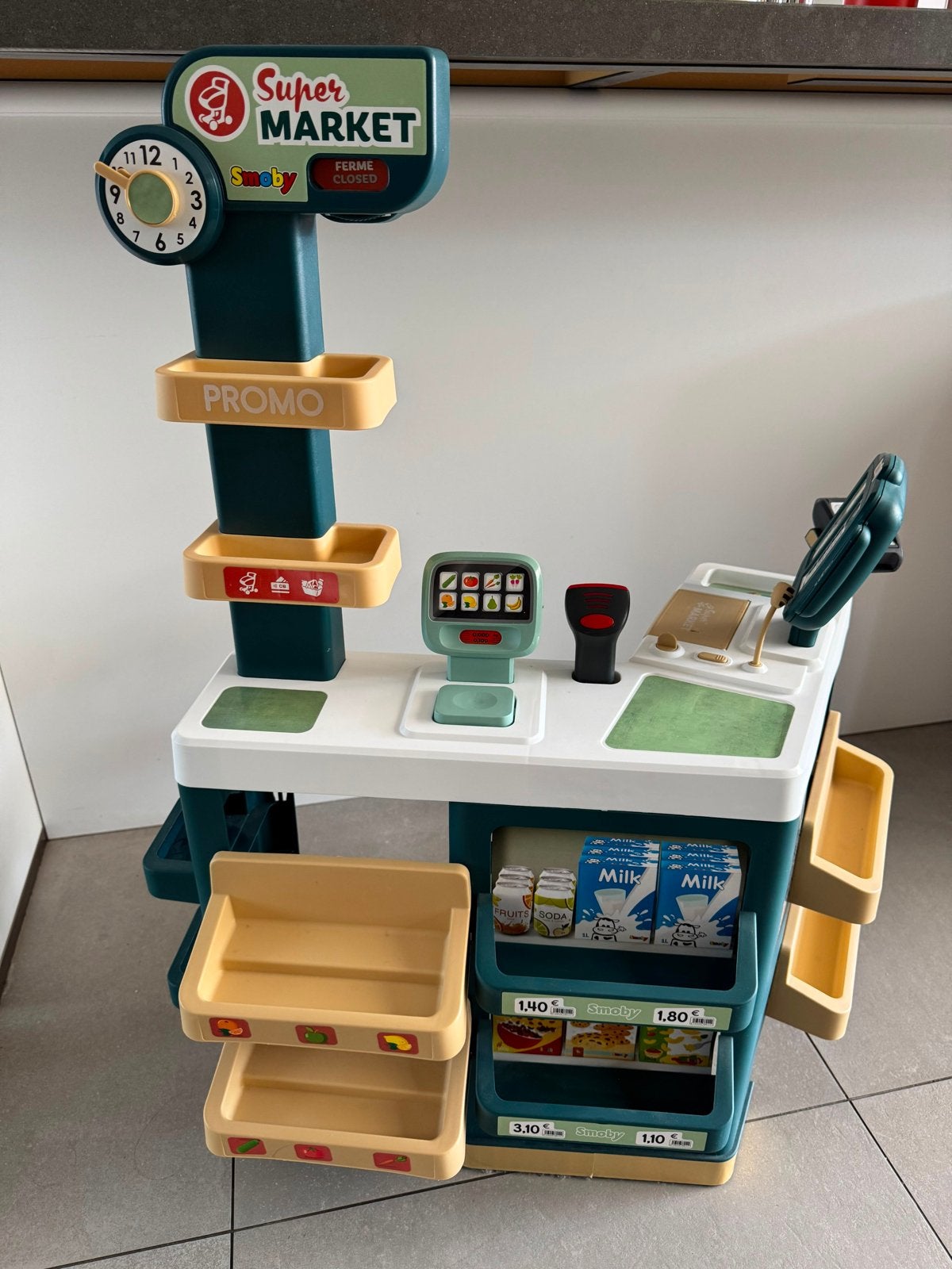 Smoby Supermarkt met winkelwagentje en boodschappen, Ophalen, Gebruikt, Jongen of Meisje