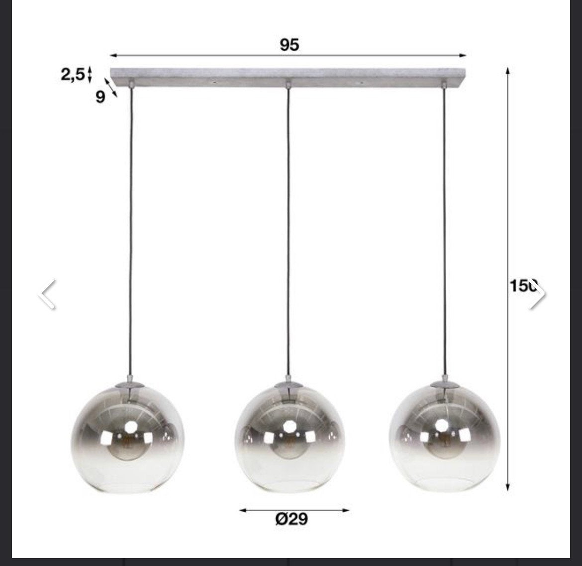 hanglamp Bubble 3-lichts oud zilver met smoke glas, Ophalen, Zo goed als nieuw, Glas