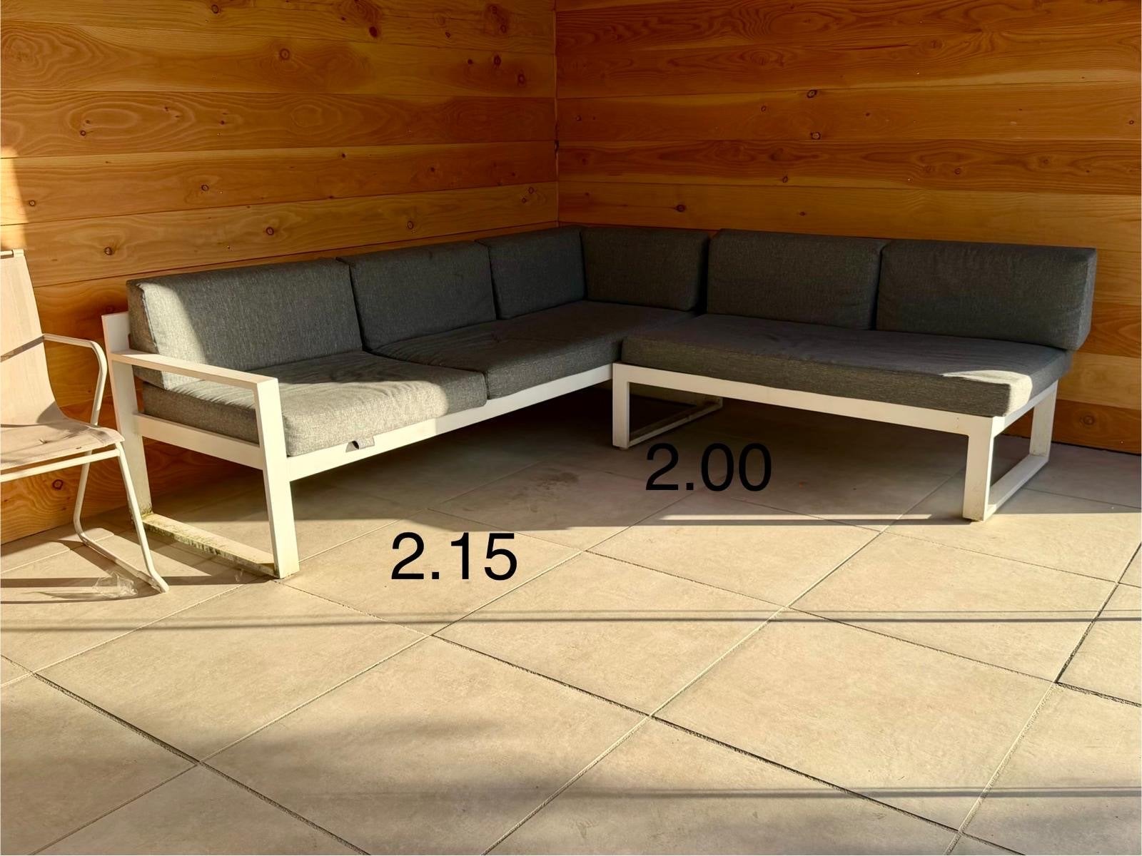 Loungeset met Grijze Kussens, Ophalen, Gebruikt, Meer dan 8 zitplaatsen, Aluminium