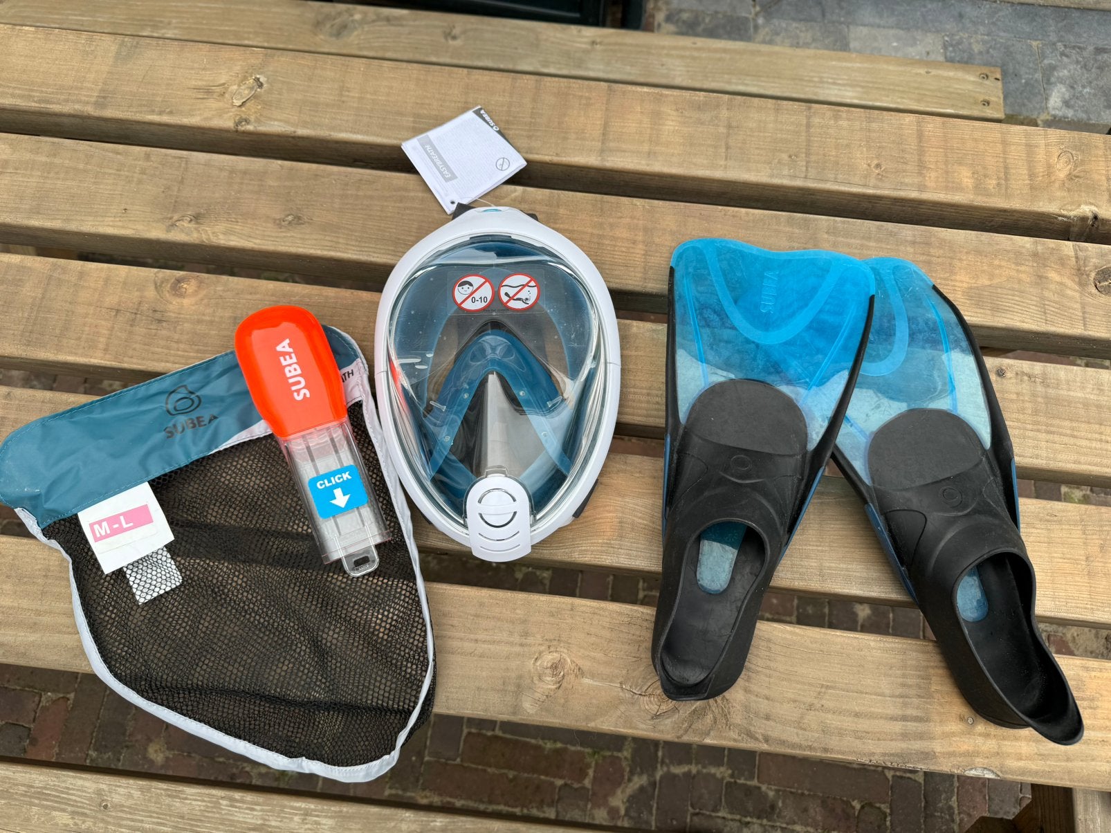 Snorkel masker met flippers, Ophalen of Verzenden, Zo goed als nieuw, Snorkelset