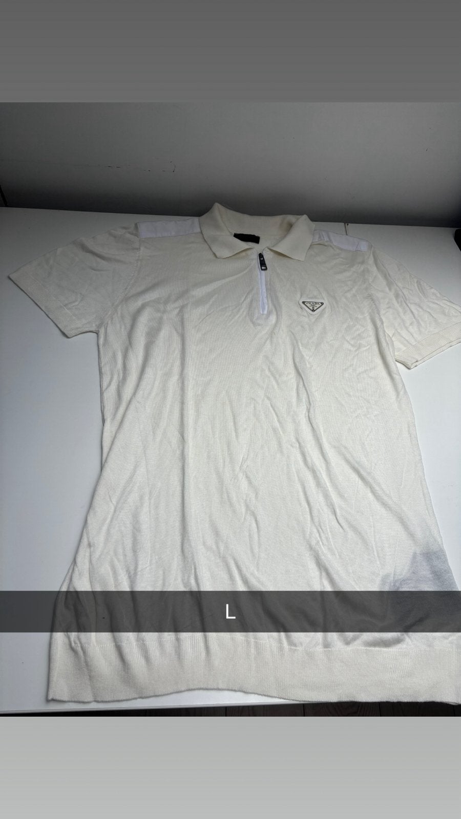 Prada polo beige L, Ophalen of Verzenden, Zo goed als nieuw, Maat 52/54 (L), Beige