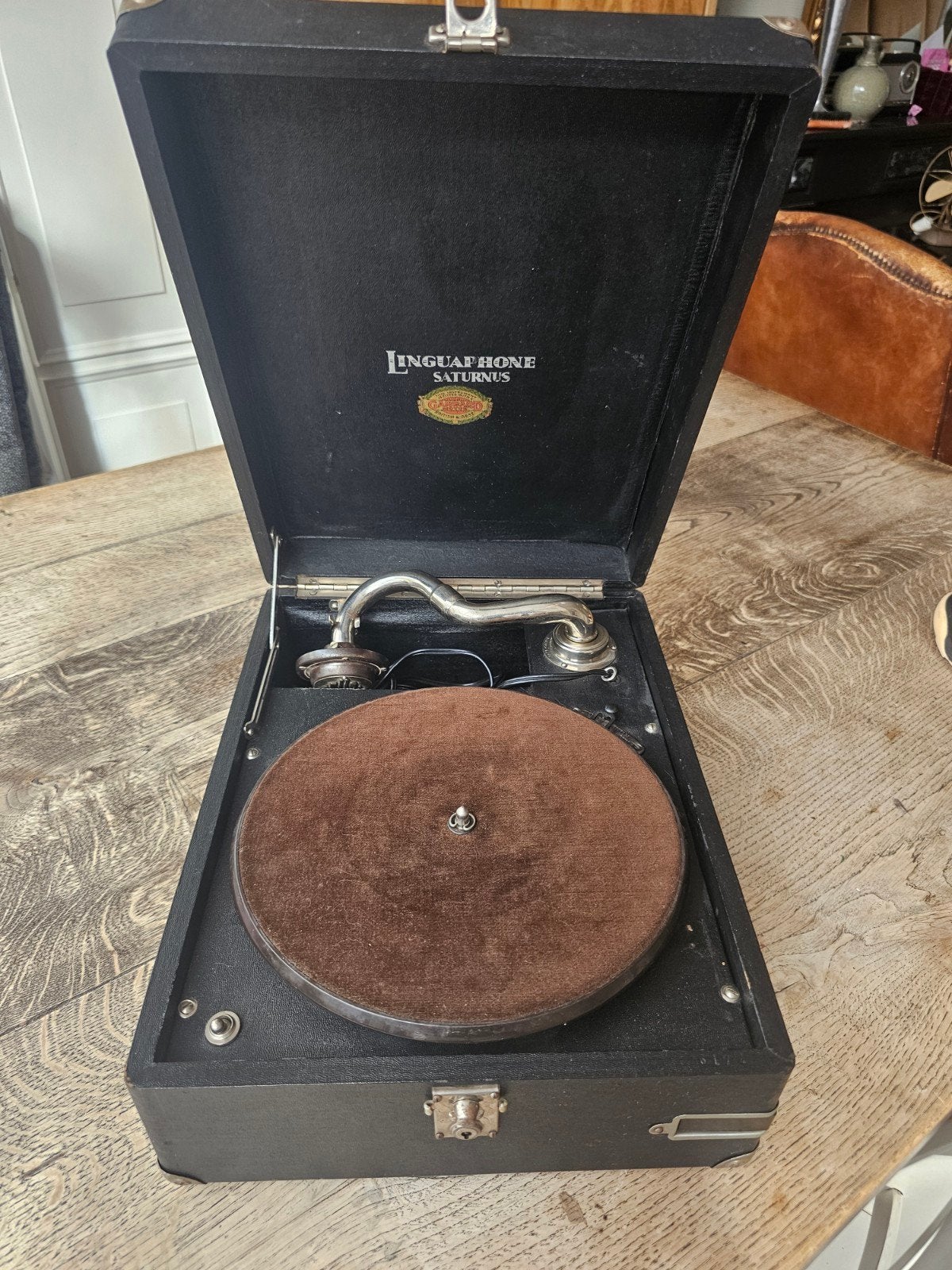 Vintage Linguaphone Saturnus Platenspeler Garrard Motor, Audio, Tv en Foto, Ophalen of Verzenden, Gebruikt, Platenspeler, Overige merken