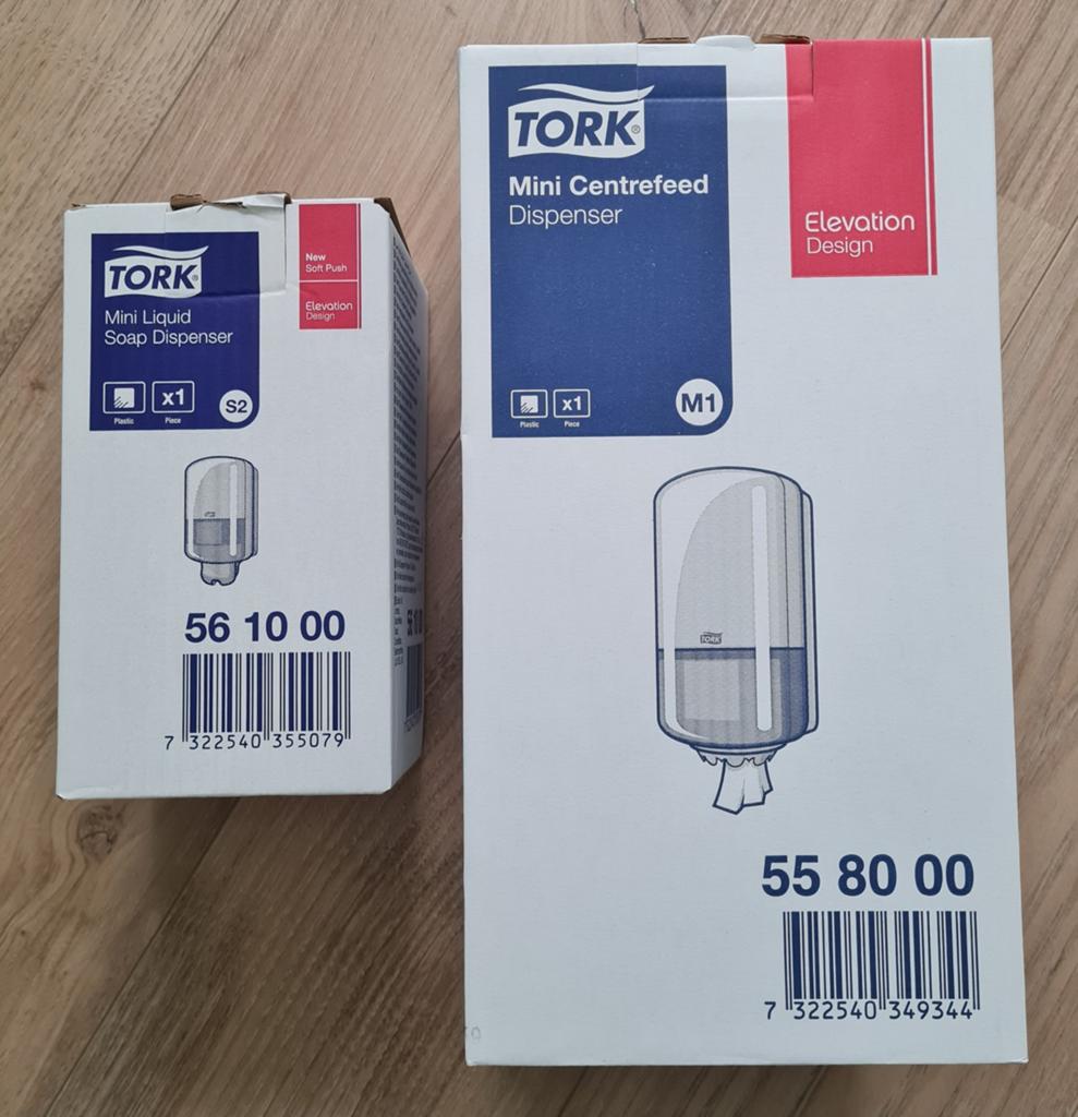 Tork Mini Centrefeed papier Dispenser en  Soap Dispenser, Ophalen, Nieuw, Wit, Overige typen