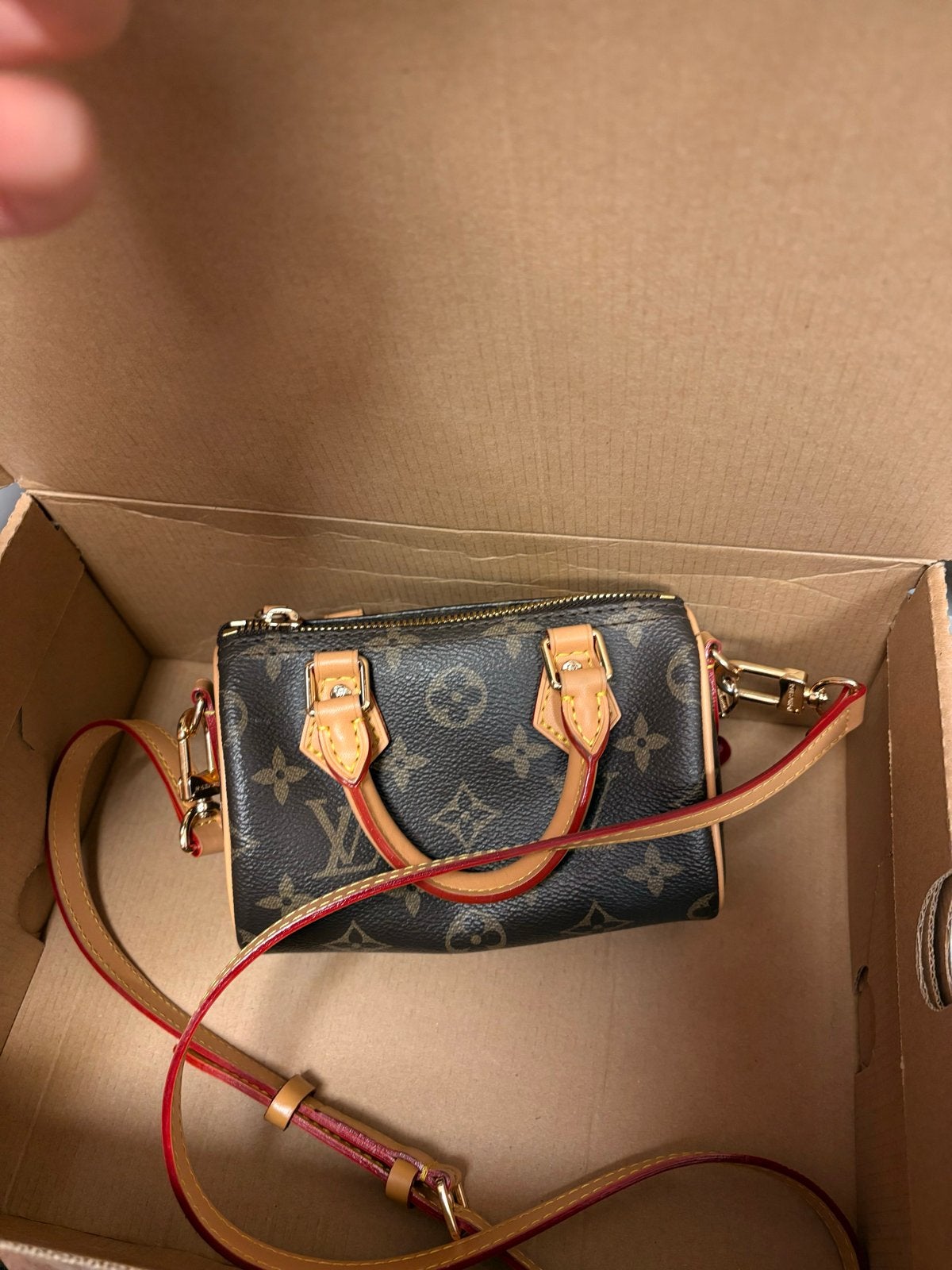 LV Nano Speedy Tas, Ophalen of Verzenden, Zo goed als nieuw, Bruin, Handtas