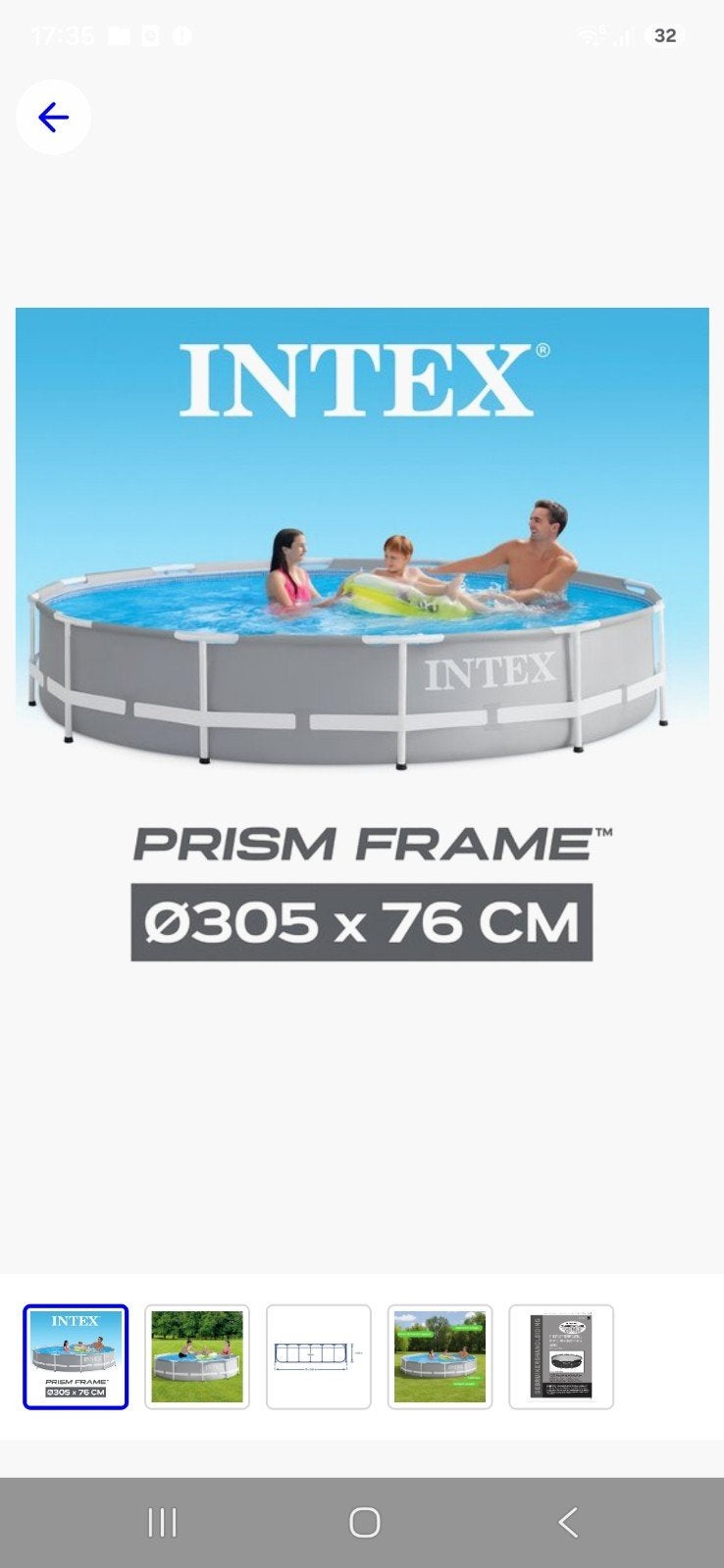 Intex Prism Frame Zwembad Ø305 x 76 cm, Ophalen, Rond, Nieuw, Opzetzwembad