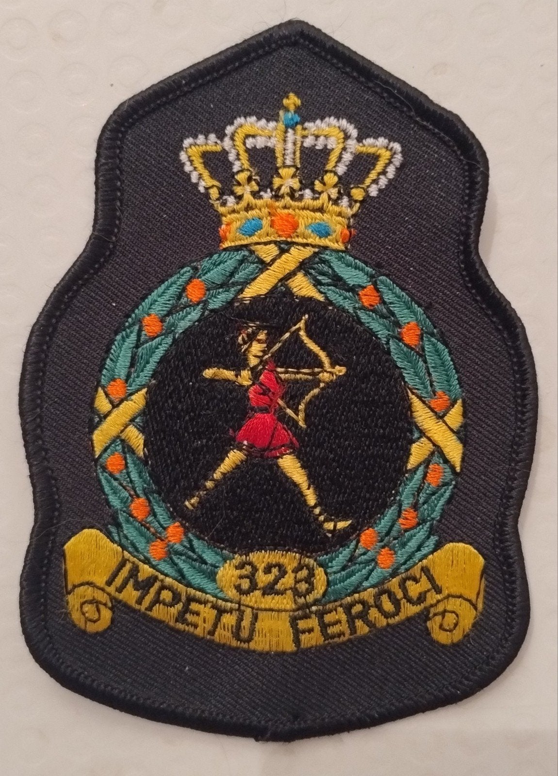 KLu embleem 323 squadron, Verzamelen, Ophalen of Verzenden, Luchtmacht, Nederland, Embleem of Badge