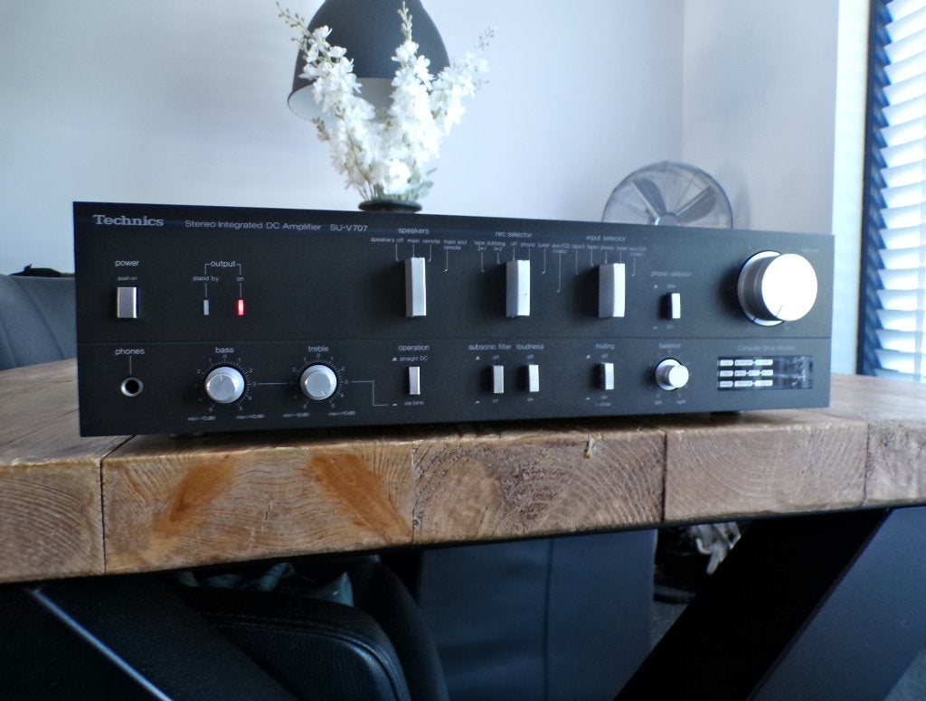 Vintage Technics Computer Drive New Class A amp SU-V707, Overige merken, Gebruikt, Ophalen of Verzenden, 120 watt of meer