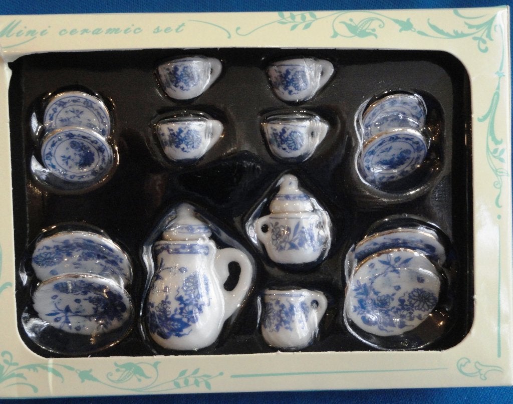 Mini keramiek theeserviesje - Delfts blauw stijl, Ophalen of Verzenden, Nieuw, Decoratie