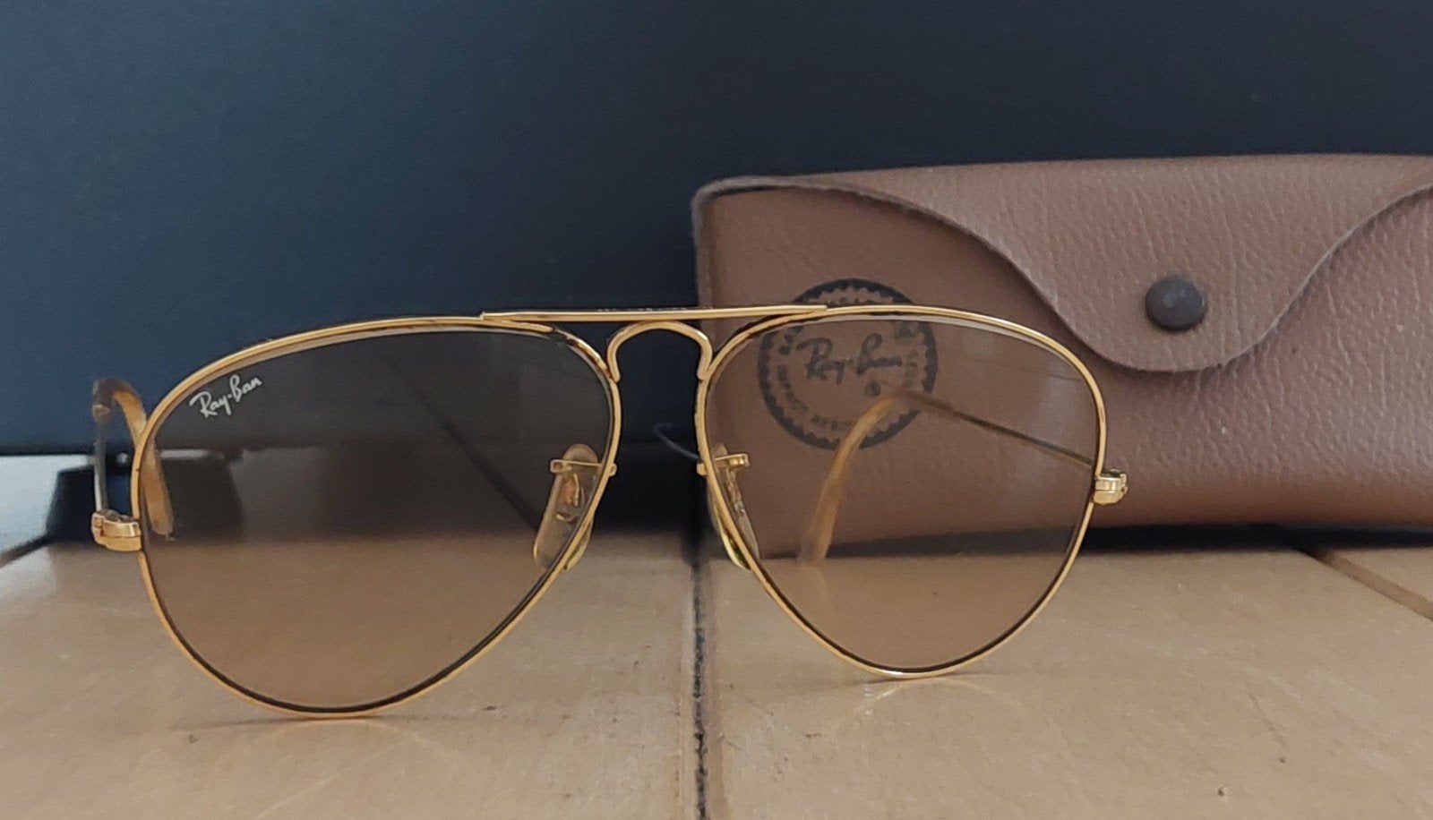 Ray-Ban B&L Aviator Zonnebril met fotochromische lenzen., Gebruikt, Zonnebril, Bruin, Ophalen of Verzenden
