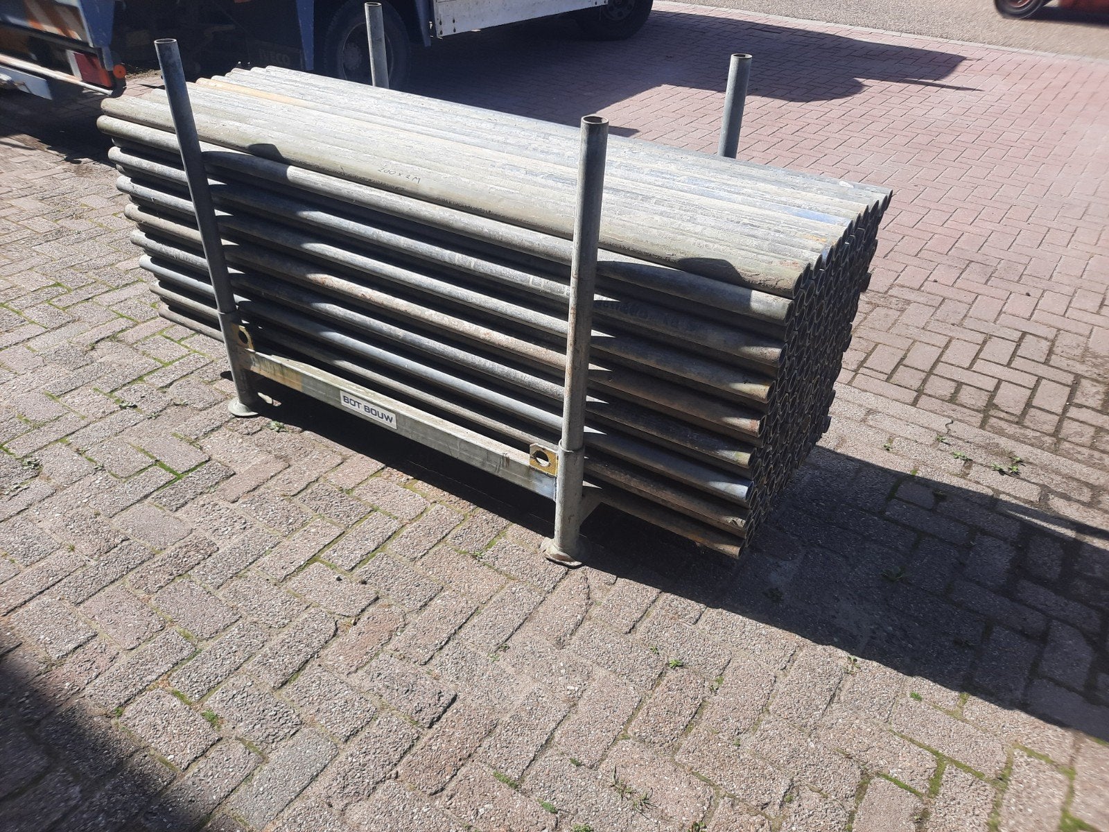 schutting paal/ steigerpijp, Ophalen of Verzenden, Nieuw, 180 tot 250 cm, Palen