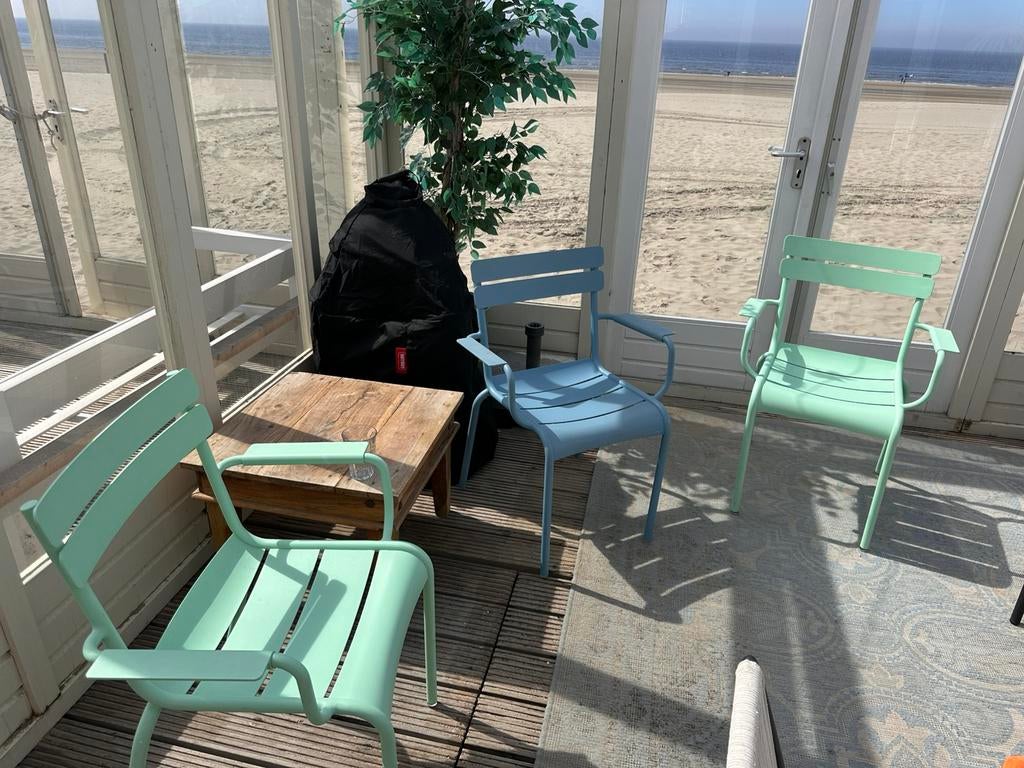 Fermob tuinstoel metaal 3 stuks, Tuin en Terras, Tuinsets en Loungesets, Ophalen, Zo goed als nieuw, Overige materialen, 2 zitplaatsen