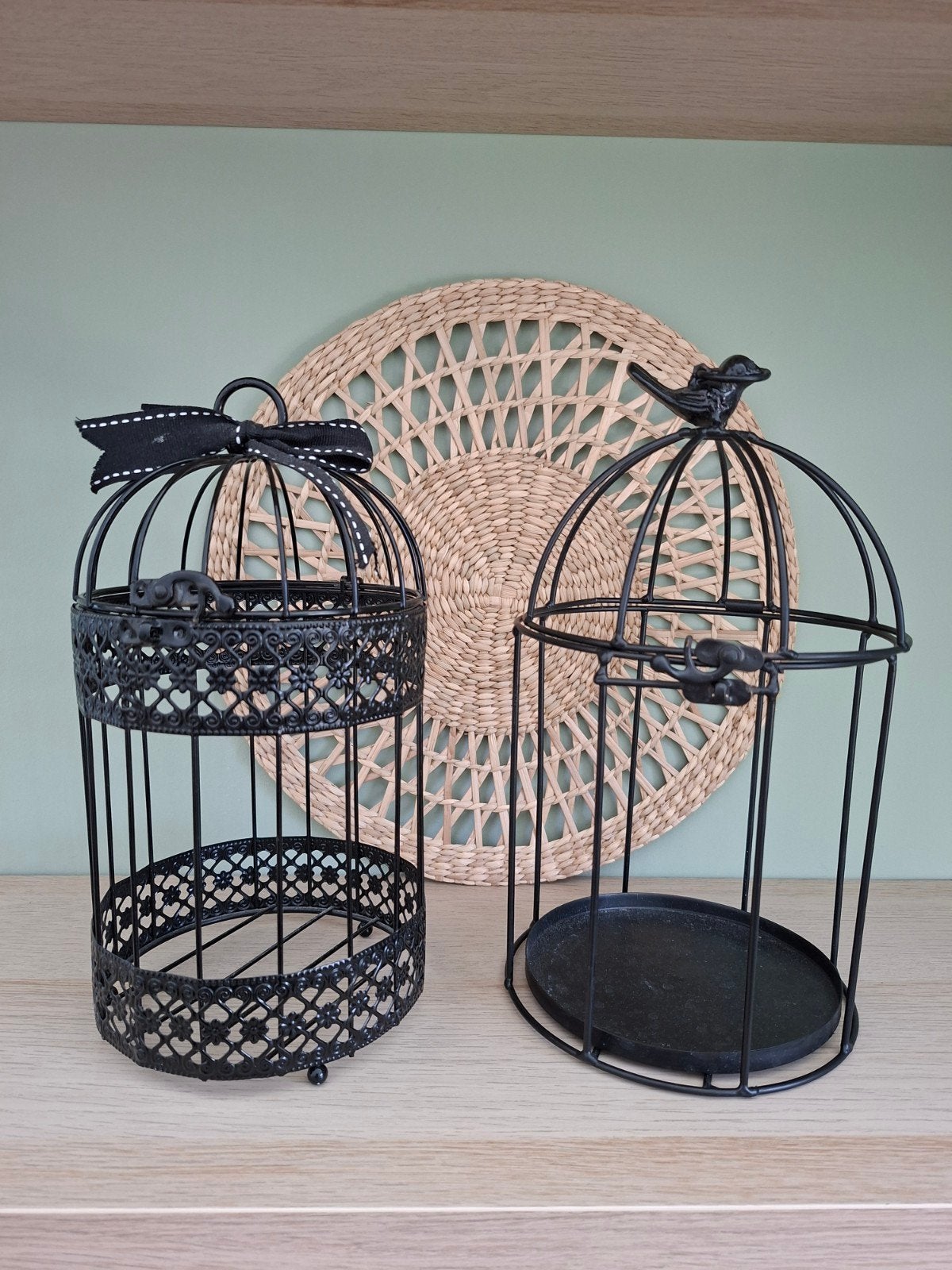 Decoratieve vogelkooien set - Zwart metaal, Huis en Inrichting, Woonaccessoires | Overige, Ophalen, Vintage, Zwart, Zo goed als nieuw