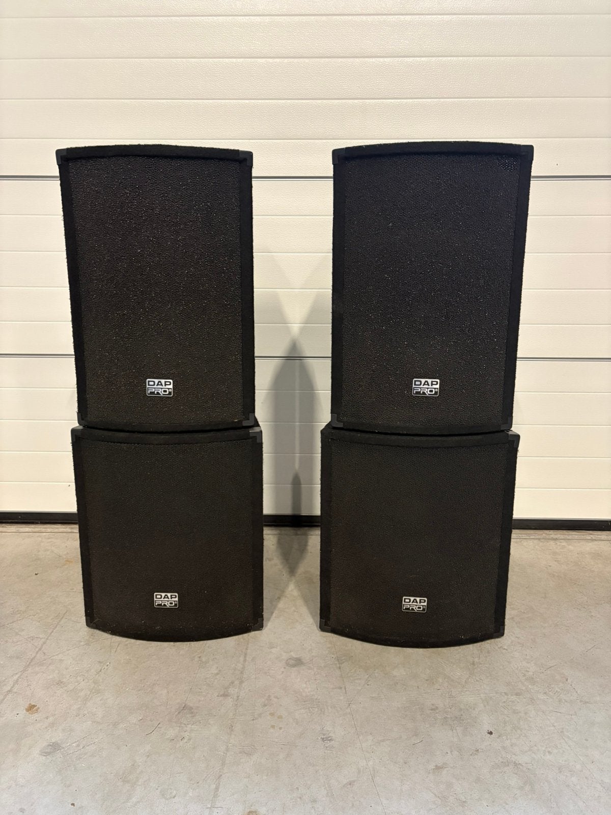 DAP Pro Speakerset – 2 Topkasten + 2 Subkasten, Gebruikt, 120 watt of meer, Front, Rear of Stereo speakers, Ophalen