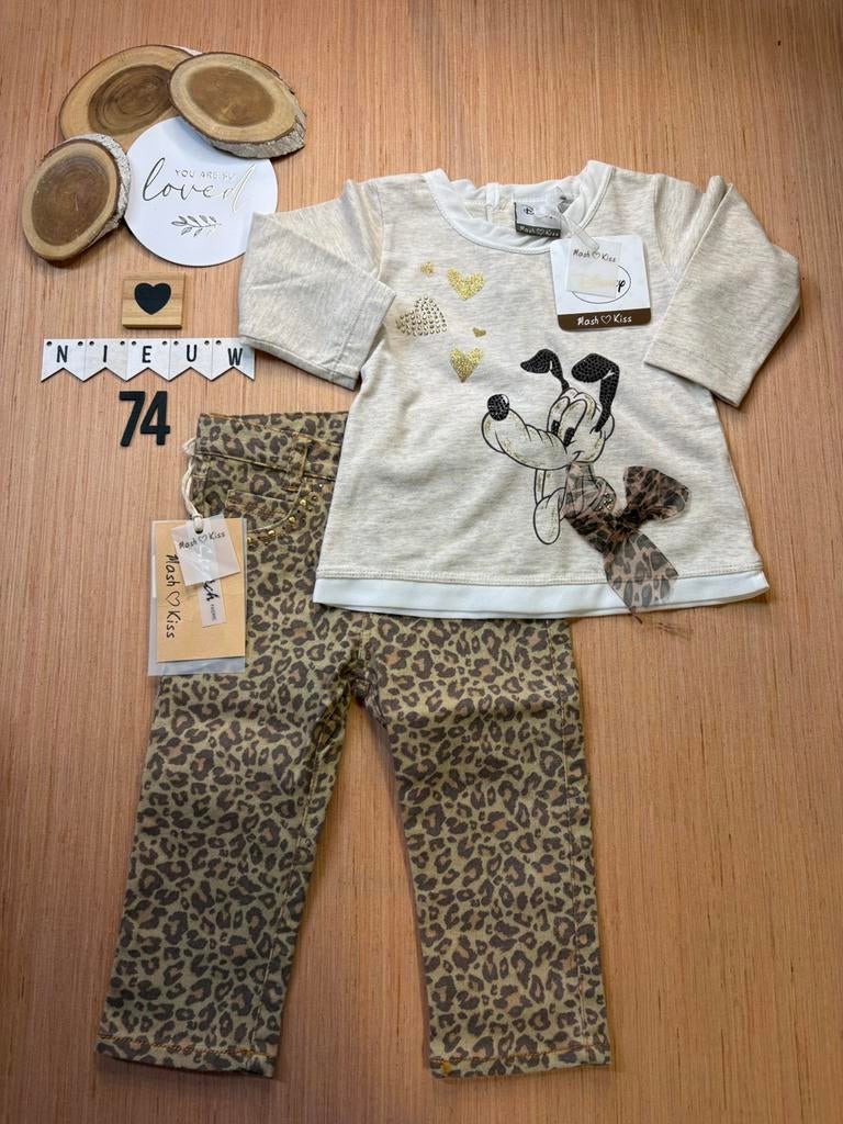 Baby girl setje mash kiss disney pluto shirt broek maat 74, Ophalen of Verzenden, Nieuw, Meisje, Setje