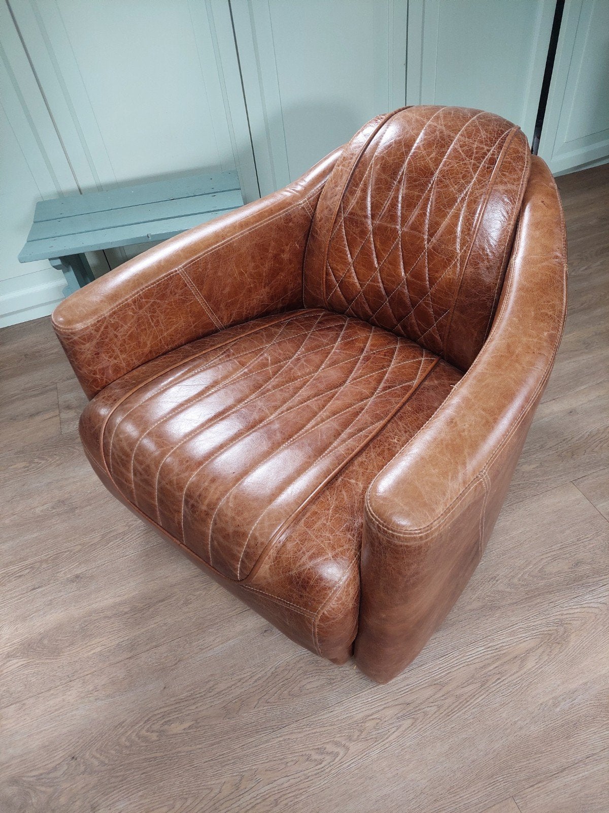 Leren fauteuil, Huis en Inrichting, Ophalen, Zo goed als nieuw, 50 tot 75 cm, Leer