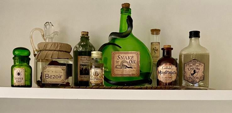 Harry Potter Toverdrankflessen voor feestje of thema-kamer, Verzamelen, Harry Potter, Ophalen of Verzenden, Gebruikt, Gebruiksvoorwerp