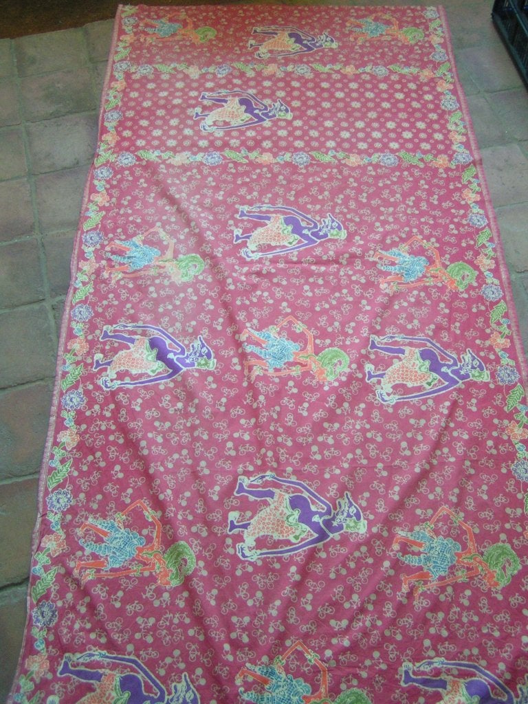 coupon batik met fietsjes nr WW 1197, Verzenden, 200 cm of meer, Zo goed als nieuw, 30 tot 120 cm