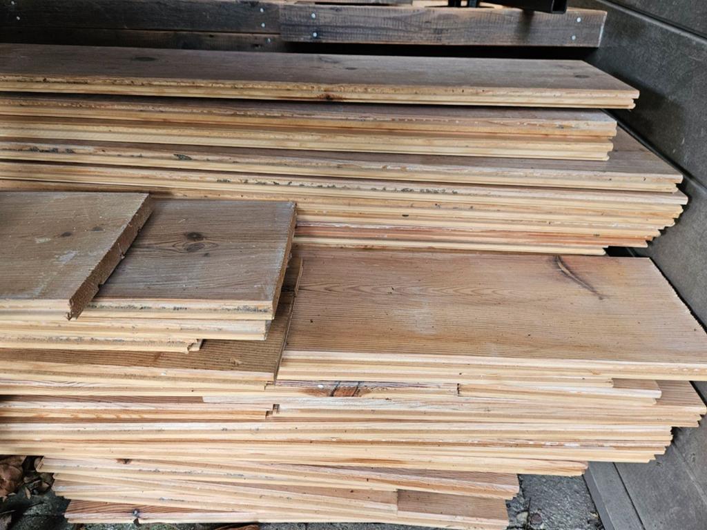 Massief grenen vloer / planken, Doe-het-zelf en Verbouw, Vloerdelen en Plavuizen, Ophalen, Gebruikt, Vloerdelen of -planken, 10 m² of meer