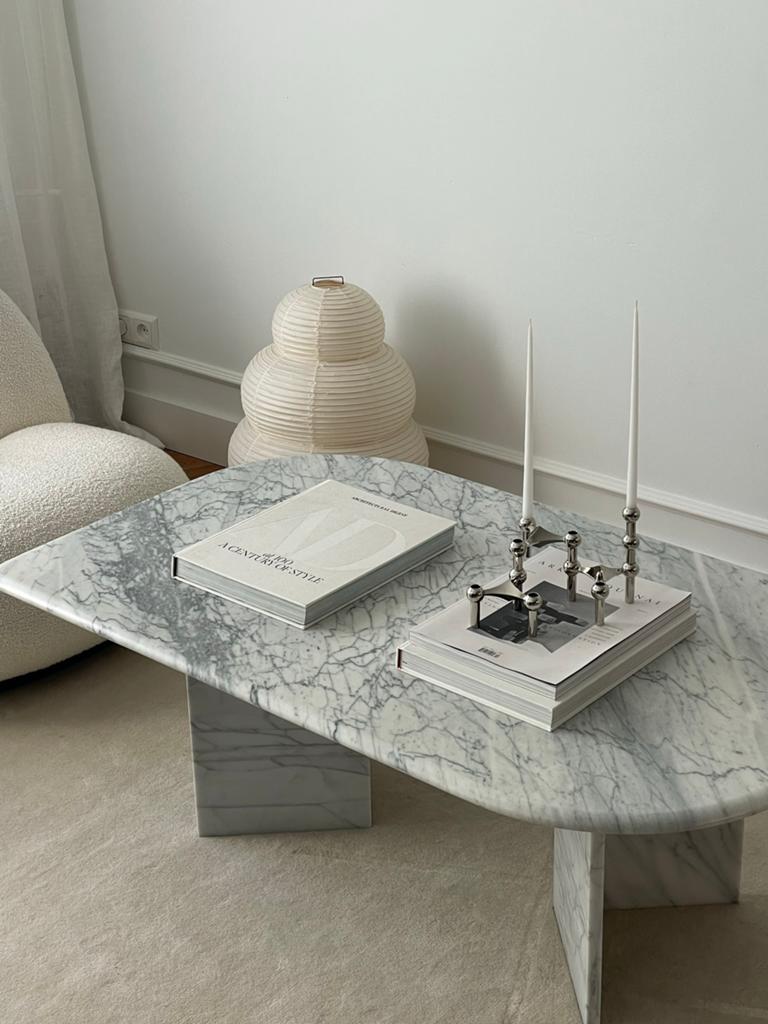 Vintage massief carrara marmeren salontafel / tafel, Huis en Inrichting, Tafels | Salontafels, Ophalen, Gebruikt, 100 tot 150 cm