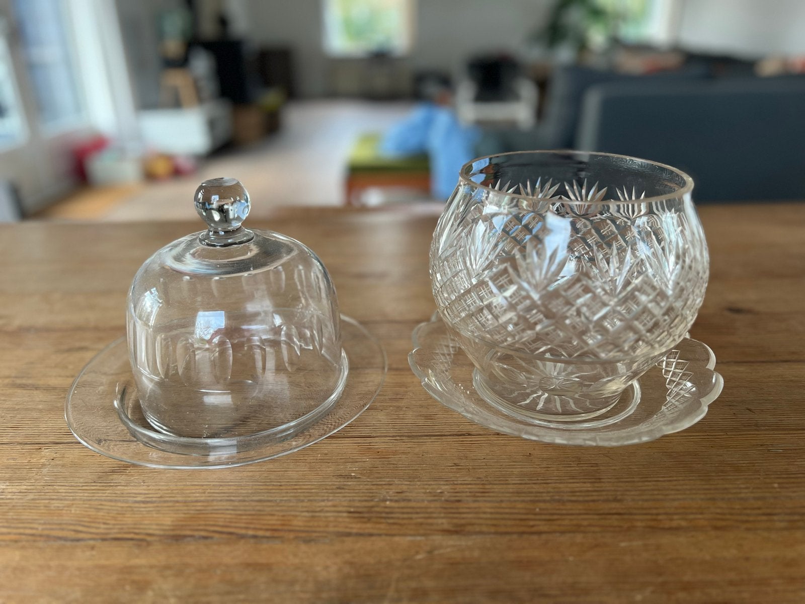 Glazen stolp en kristallen schaal, Antiek en Kunst, Ophalen of Verzenden