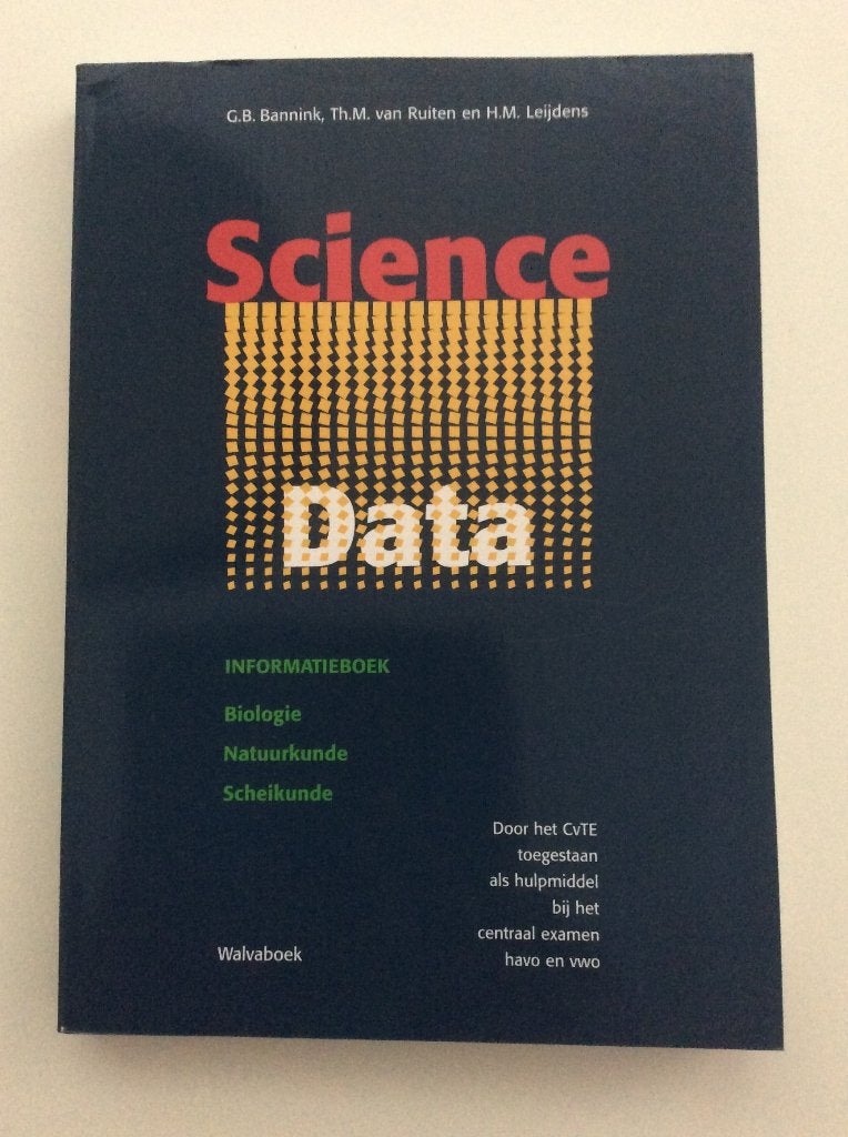 Sciencedata (alternatief voor Binas 7e editie), Boeken, VWO, Malmberg, Biologie, Ophalen of Verzenden