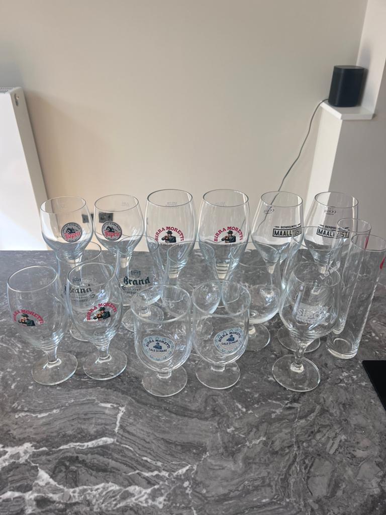Diverse bierglazen: oa Brand, Jopen, Birra Moretti, Ophalen of Verzenden, Zo goed als nieuw, Bierglas
