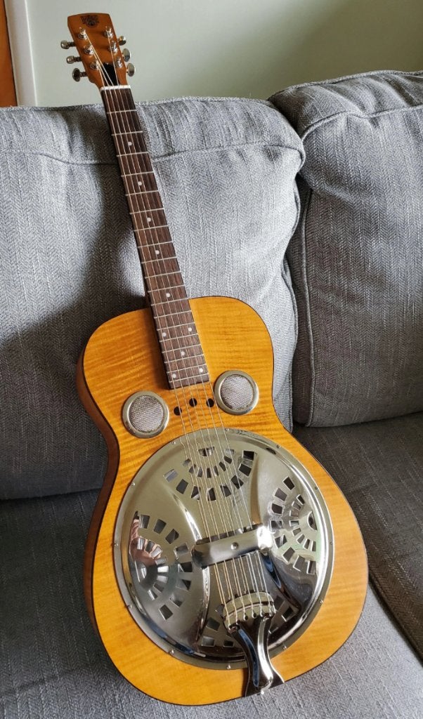 Epiphone Hound Dog DELUX Dobro - met pick-up - Round Nek., Ophalen of Verzenden, Zo goed als nieuw, Western- of Steelstringgitaar