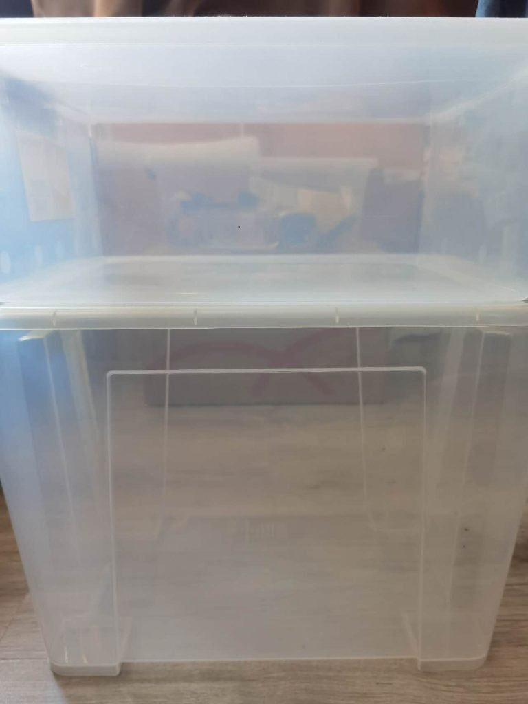 Box mit Deckel, transparent, Ophalen, Zo goed als nieuw, Rechthoekig, Riet