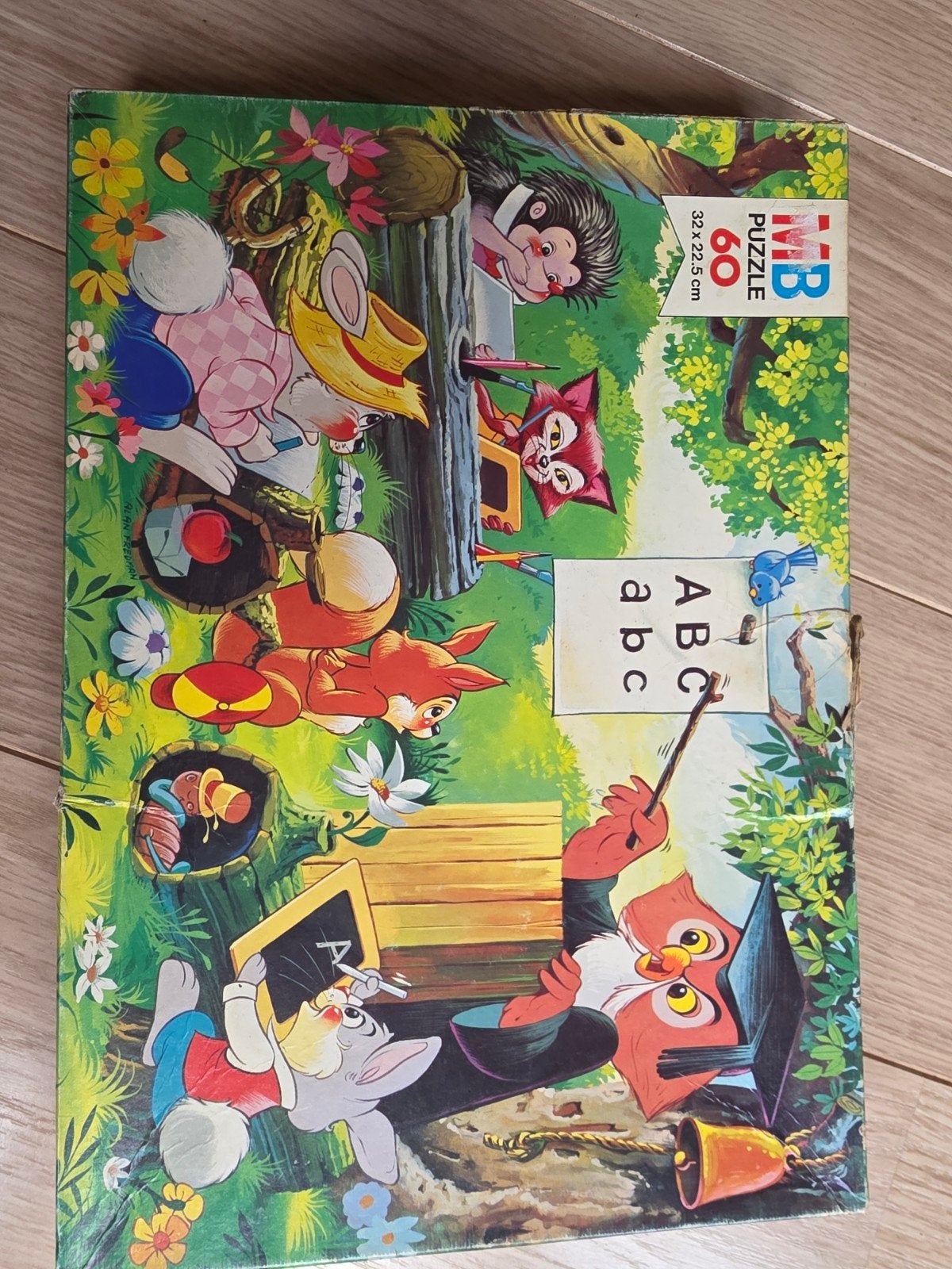 Vintage MB kinderpuzzel 60 stukjes compleet, Ophalen of Verzenden, Gebruikt