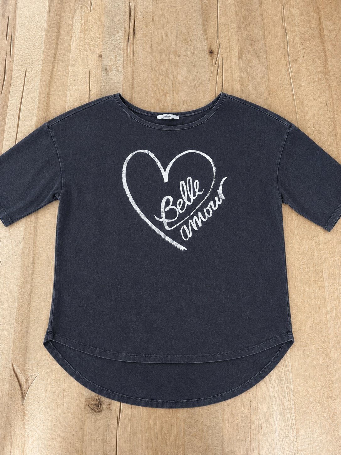 Miss Etam T-shirt met 'Belle Amour' print, Ophalen of Verzenden, Korte mouw, Maat 36 (S), Grijs