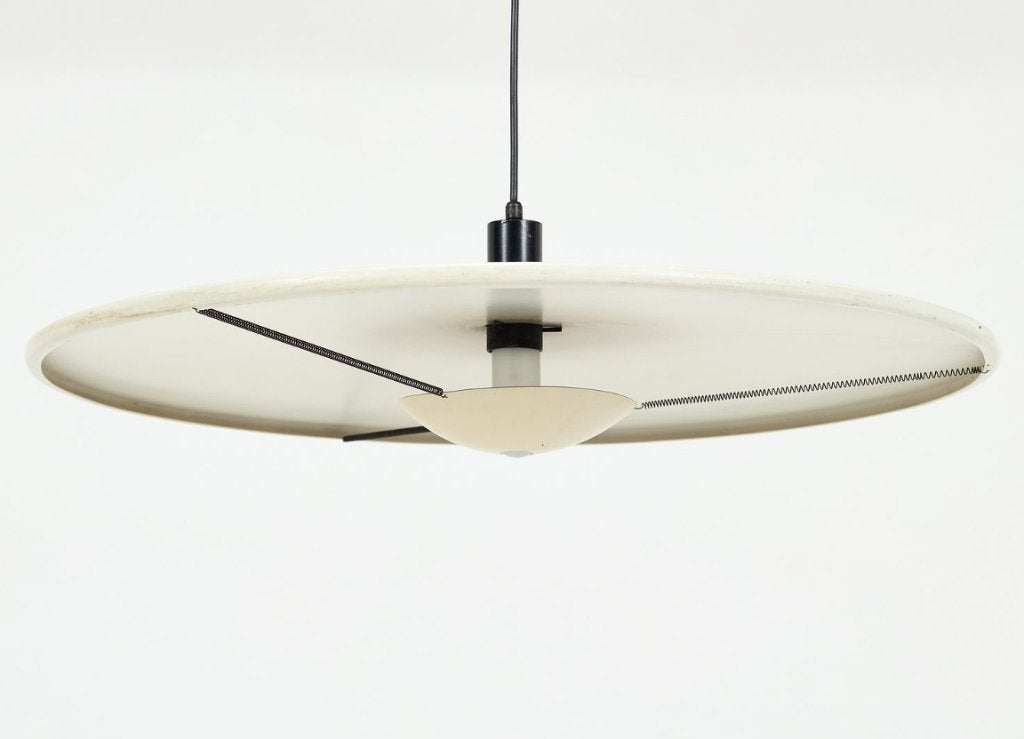 Vintage italiaanse hanglamp, Ophalen, Lamp, Wit, Metaal