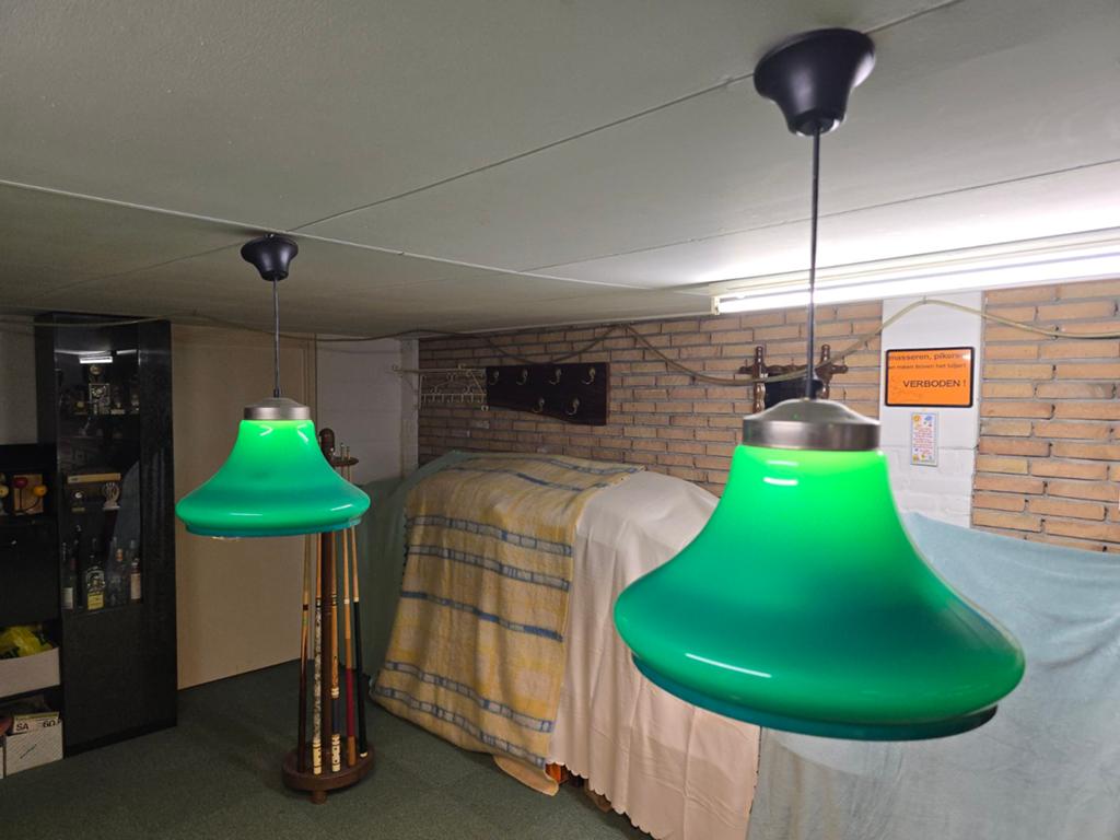Set biljarttafel lampen, biljart lamp, lampen, hanglamp, Huis en Inrichting, Lampen | Hanglampen, Ophalen, Zo goed als nieuw, Kunststof